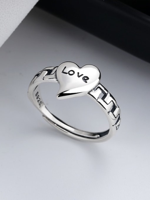 TAIS 925 Sterling Silver Heart Letter Vintage Ring 2