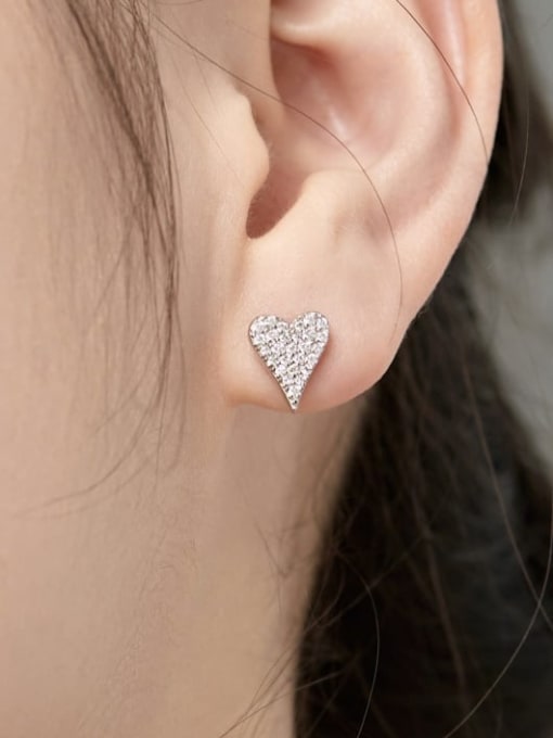 STL-Silver Jewelry 925 Sterling Silver Cubic Zirconia Heart Dainty Cluster Earring 2