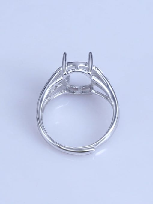 Supply 925 Sterling Silver 18K White Gold Plated Geometric Ring Setting Stone size: 10*12mm 2