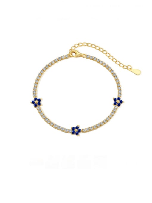 Dark blue DY150146 gold 925 Sterling Silver Cubic Zirconia Flower Luxury Bracelet