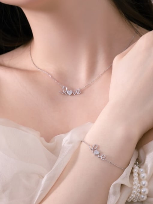 STL-Silver Jewelry 925 Sterling Silver Cubic Zirconia Heart Dainty Link Bracelet 3