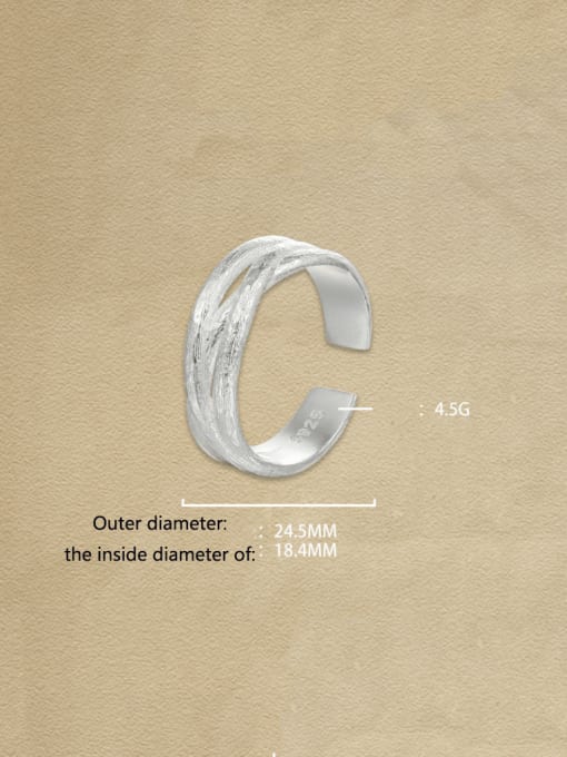 YUANFAN 925 Sterling Silver Geometric Minimalist Band Ring 3