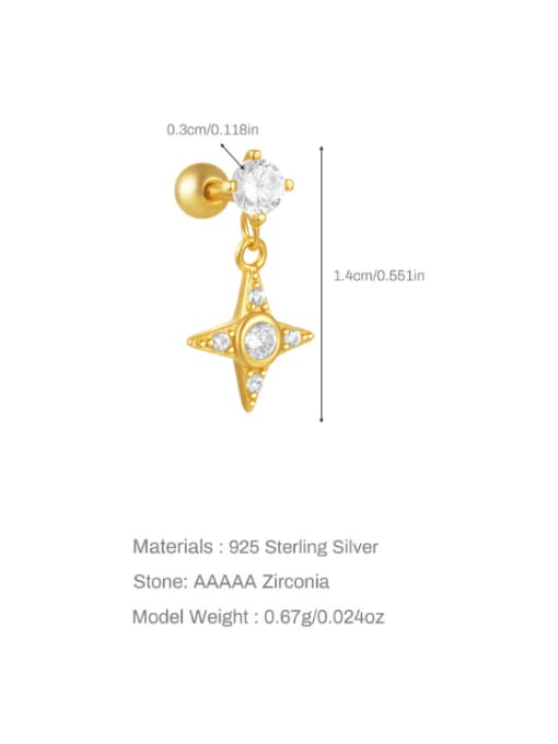 Single Gold 7 925 Sterling Silver Cubic Zirconia Bowknot Dainty Single Earring