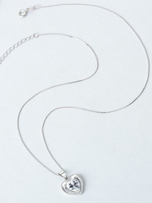 PNJ-Silver 925 Sterling Silver Cubic Zirconia Heart Minimalist Necklace 4