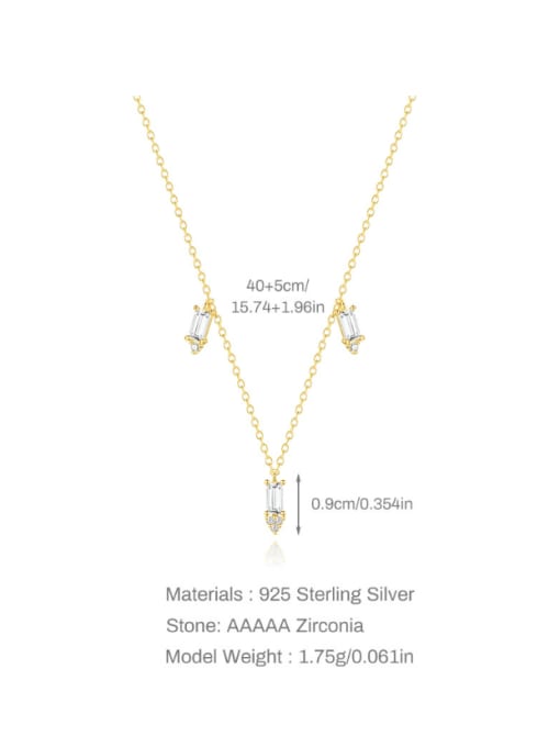 golden 925 Sterling Silver Cubic Zirconia Geometric Dainty Necklace