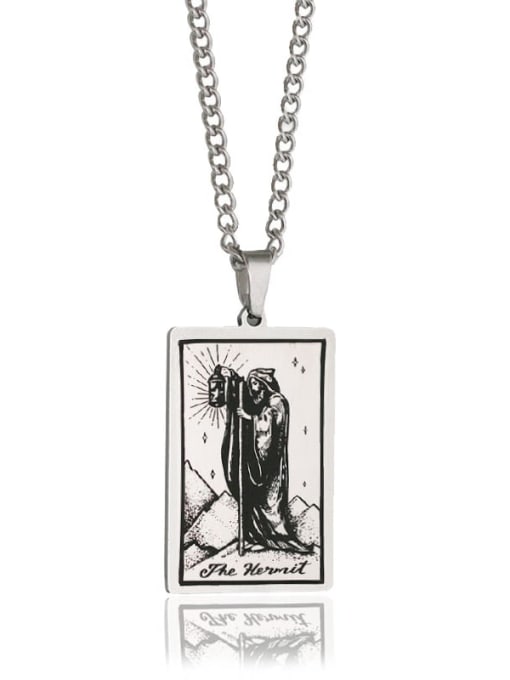 Steel The Hermit's Tarot hip hop stainless steel titanium steel necklace