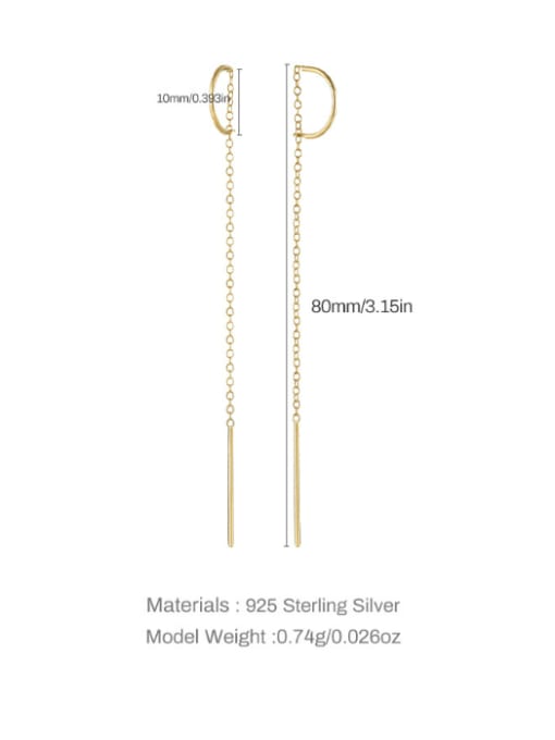 YUANFAN 925 Sterling Silver Tassel Minimalist Threader Earring 2