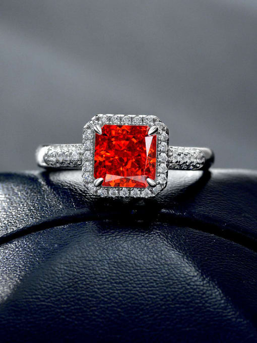 gules 925 Sterling Silver High Carbon Diamond Geometric Luxury Ring