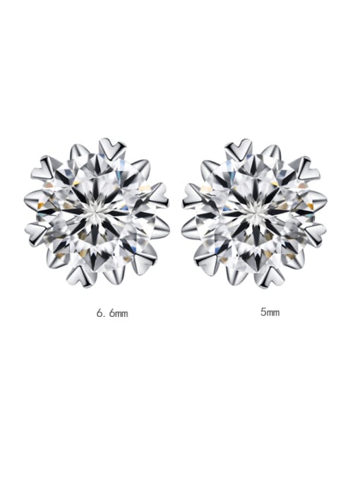 silvery 925 Sterling Silver High Carbon Diamond Hexagon Dainty Stud Earring