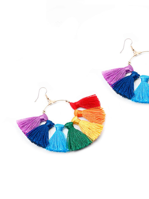 Colorful e68792 Zinc Alloy Weave Tassel Bohemia Chandelier Earring