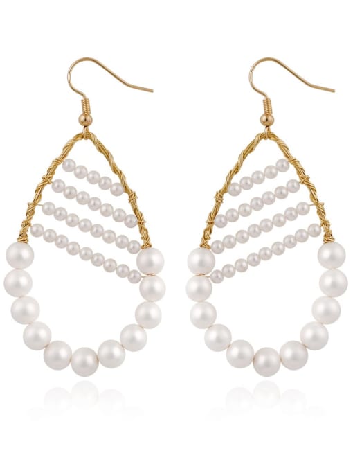 E68664 white Zinc Alloy Imitation Pearl Geometric Vintage Chandelier Earring
