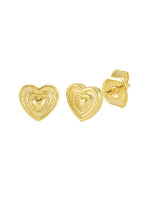 Golden Love 925 Sterling Silver Heart Minimalist Stud Earring