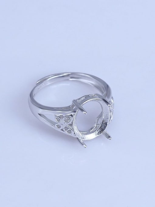 Supply 925 Sterling Silver 18K White Gold Plated Geometric Ring Setting Stone size: 12*16 10*12mm 2