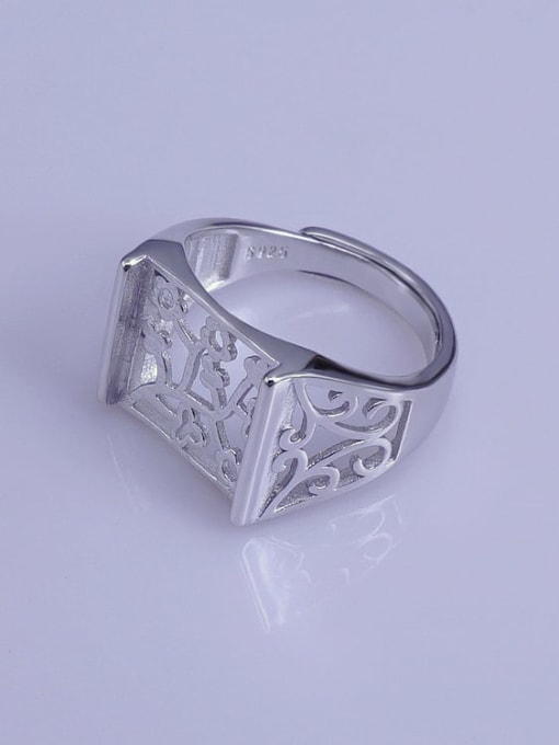Supply 925 Sterling Silver 18K White Gold Plated Square Ring Setting Stone size: 13*13mm 1