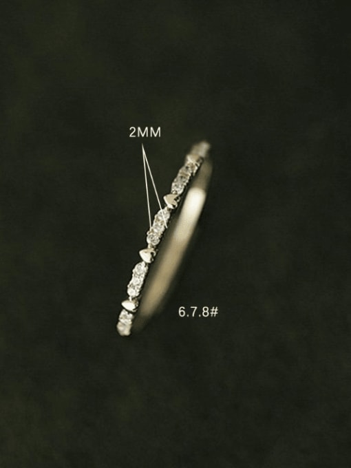 YUANFAN 925 Sterling Silver Cubic Zirconia Geometric Minimalist Band Ring 2
