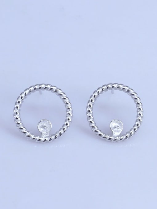 Supply 925 Sterling Silver 18K White Gold Plated Ball Earring Setting Stone diameter: 4-8mm 0