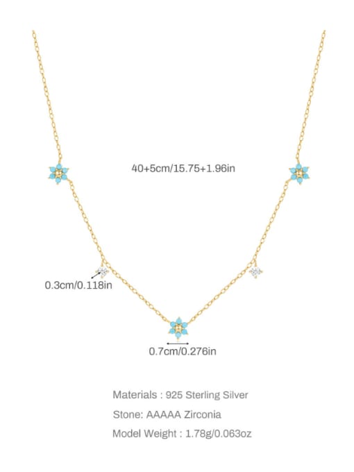 YUANFAN 925 Sterling Silver Turquoise Star Dainty Necklace 2
