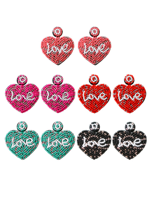 JMI Tila Bead Multi Color Heart Trend Pure handmade Weave Earring 0