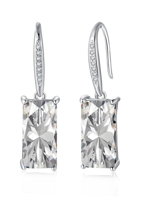 DY110131 S W WH 925 Sterling Silver Cubic Zirconia Geometric Dainty Hook Earring
