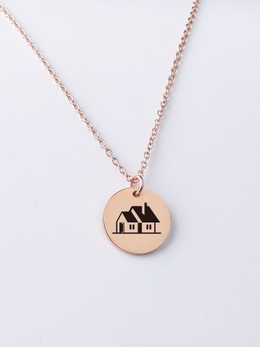 Rose gold yp001 130 20mm Stainless Steel Animation House Pattern Necklace