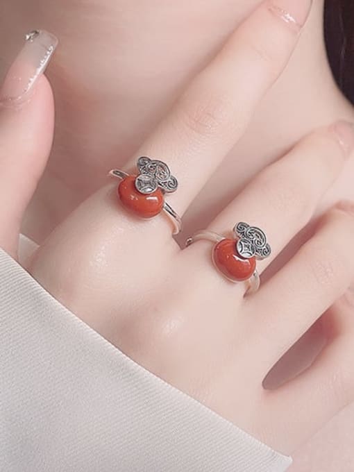 TAIS 925 Sterling Silver Carnelian Cloud Vintage Band Ring 1
