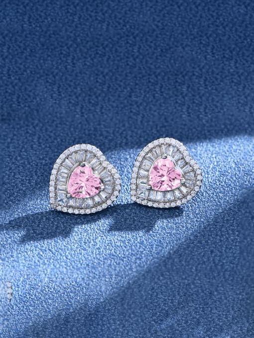 A&T Jewelry 925 Sterling Silver Cubic Zirconia Heart Luxury Stud Earring