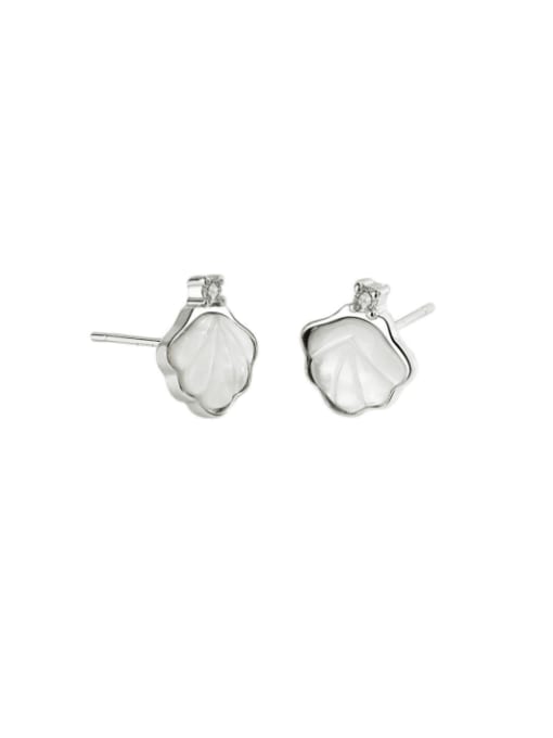 PNJ-Silver 925 Sterling Silver Shell Leaf Minimalist Stud Earring