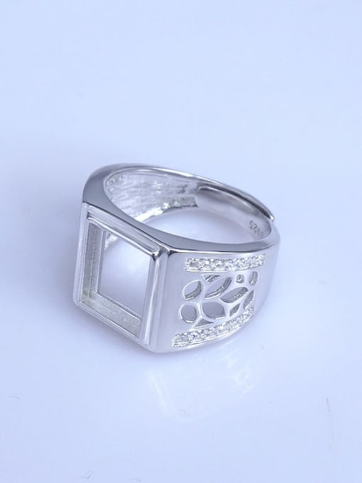 Supply 925 Sterling Silver 18K White Gold Plated Geometric Ring Setting Stone size: 9*11mm 1
