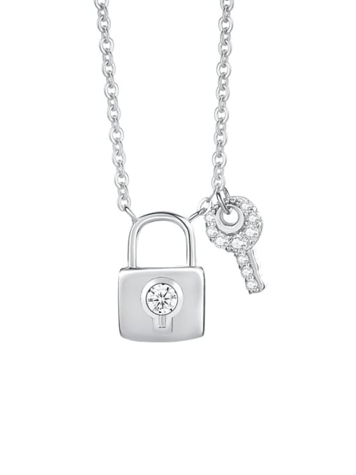A2626 Platinum 925 Sterling Silver Rhinestone Locket Minimalist Necklace