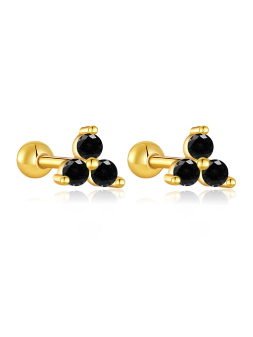 18k gold (Blackstone) 925 Sterling Silver Cubic Zirconia Geometric Dainty Stud Earring