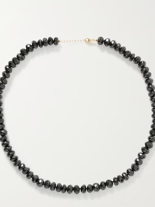 Necklace 38 +5cm Titanium Steel Natural Stone Black Geometric Trend Beaded Necklace