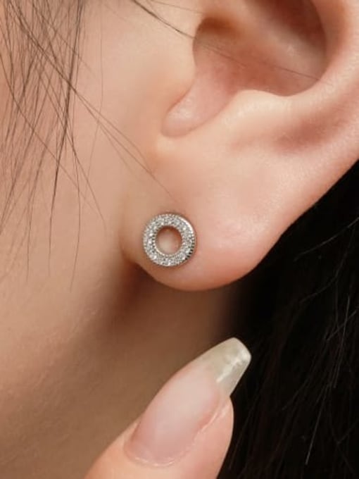 STL-Silver Jewelry 925 Sterling Silver Cubic Zirconia Geometric Minimalist Stud Earring 2