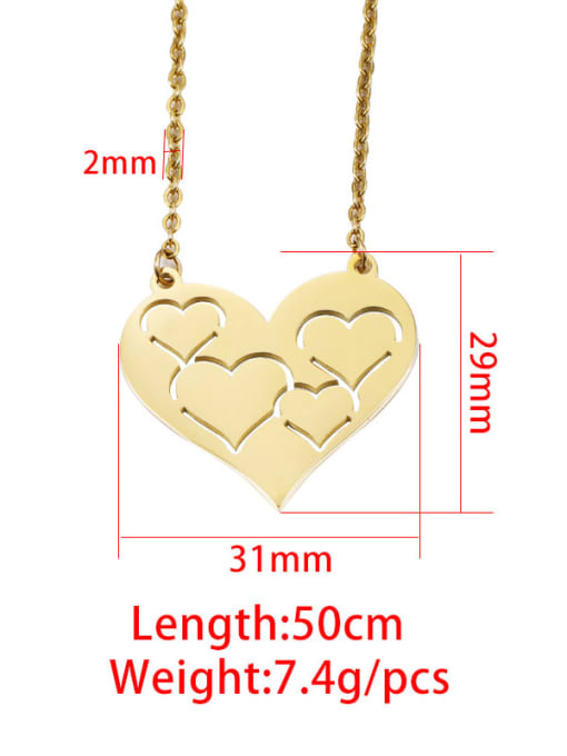 MEN PO Stainless steel Hollow out Heart Minimalist Necklace 2