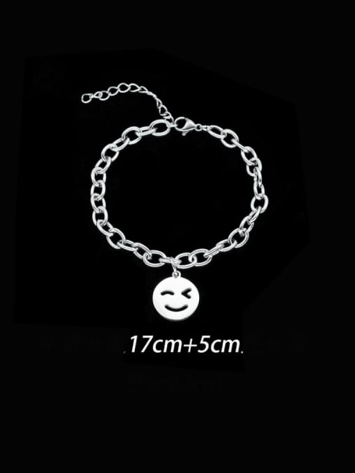MEN PO Titanium Steel  Minimalist Smiley  Bracelet and Necklace Set 2