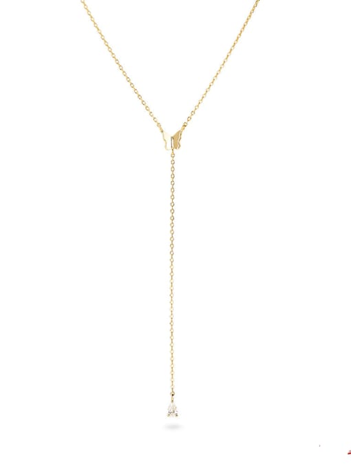 Gold Style 2 925 Sterling Silver Tassel Minimalist Lariat Necklace