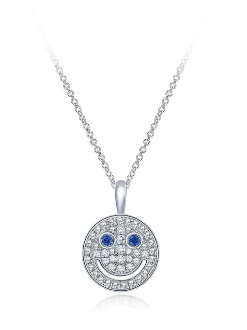 A&T Jewelry 925 Sterling Silver High Carbon Diamond Round Trend Necklace 0