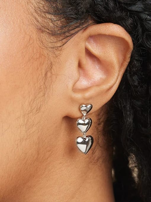 YUANFAN 925 Sterling Silver Heart Minimalist Drop Earring 2