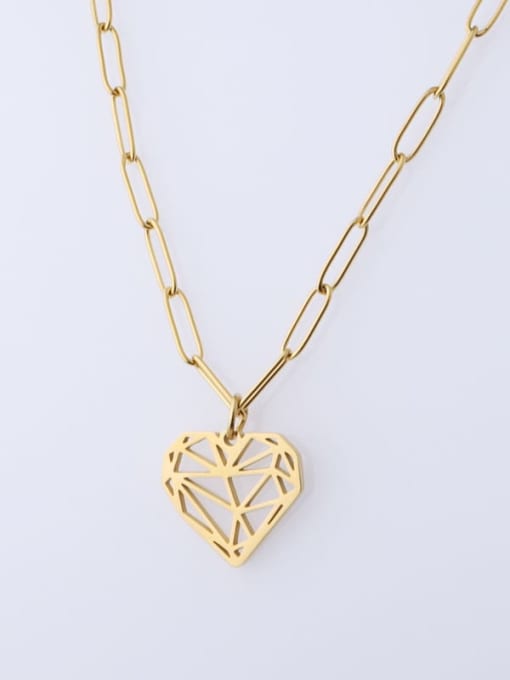 golden Stainless steel Hollow Diamond Love Necklace