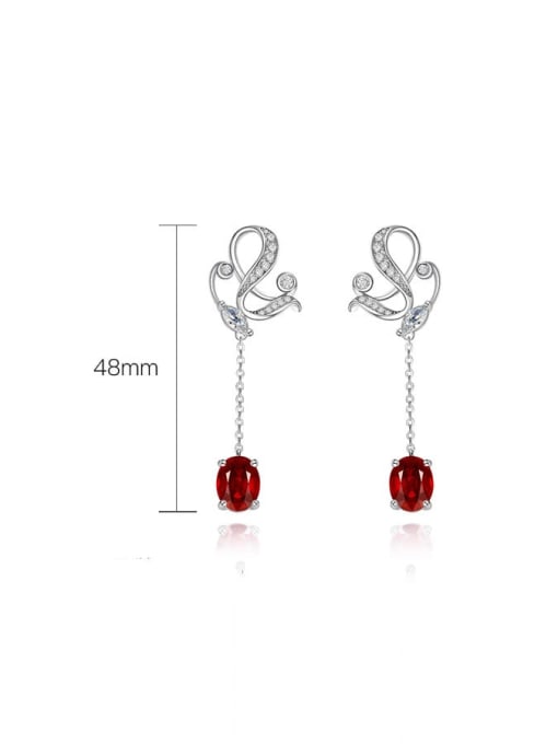 A&T Jewelry 925 Sterling Silver High Carbon Diamond Red Geometric Luxury Drop Earring 2