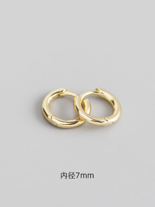 2#7mm gold 925 Sterling Silver Geometric Minimalist Huggie Earring