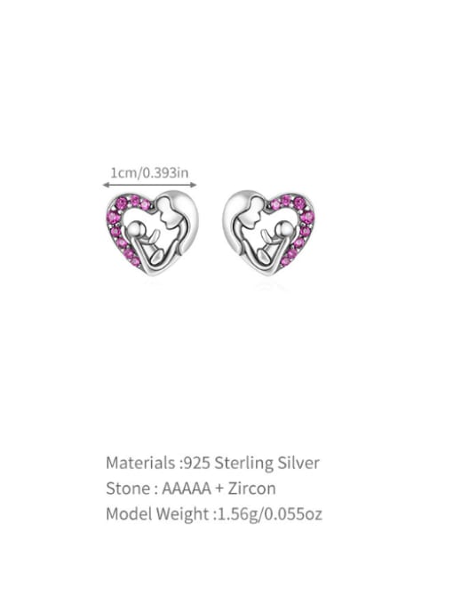 5 925 Sterling Silver Heart Vintage Stud Earring