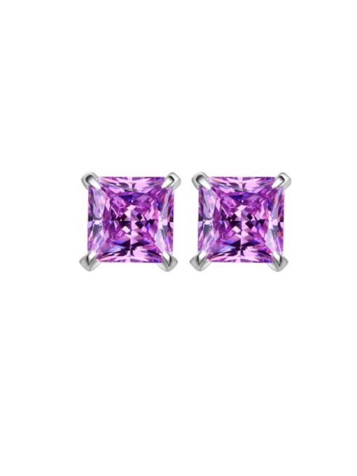 A&T Jewelry 925 Sterling Silver High Carbon Diamond Square Dainty Stud Earring