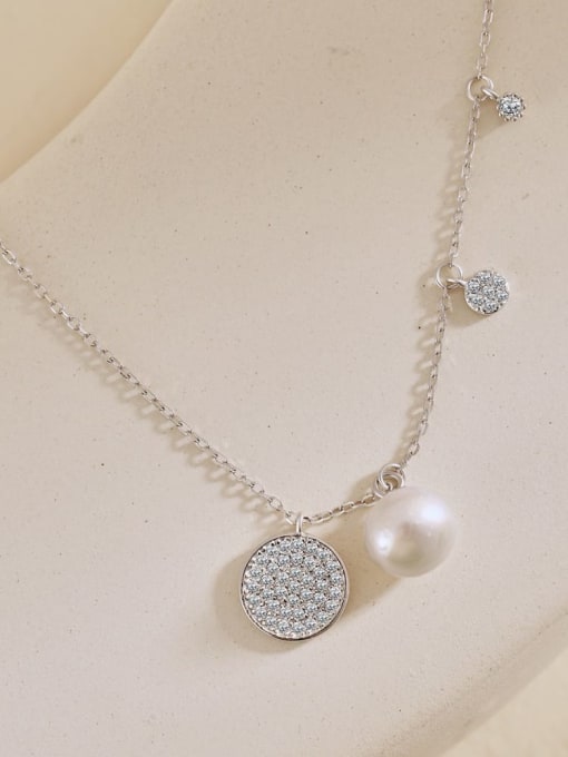 STL-Silver Jewelry 925 Sterling Silver Cubic Zirconia Geometric Minimalist Necklace 0