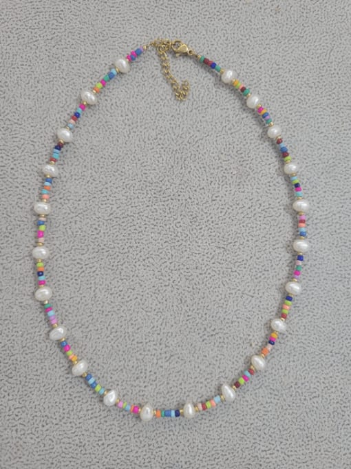 W.BEADS Freshwater Pearl Geometric Bohemia Handmade Beading Necklace