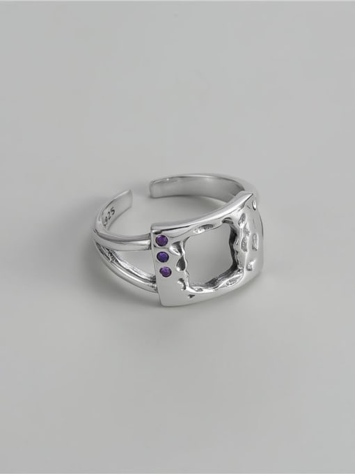 purple 925 Sterling Silver Geometric Vintage Band Ring