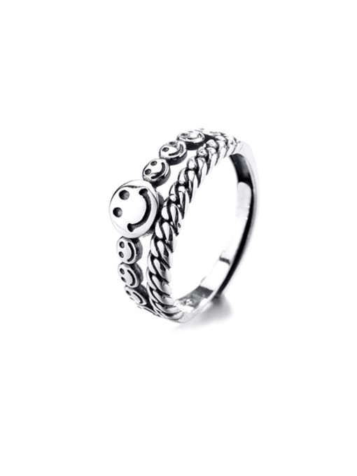 006j about 3G 925 Sterling Silver Smiley Vintage Stackable Ring