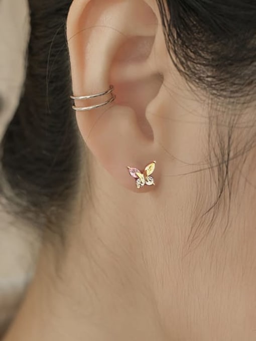 JY- Silver Jewelry 925 Sterling Silver Cubic Zirconia Butterfly Minimalist Stud Earring 1