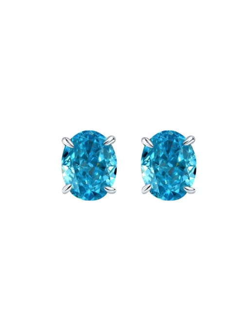 A&T Jewelry 925 Sterling Silver High Carbon Diamond Blue Geometric Dainty Stud Earring 0