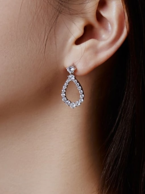 STL-Silver Jewelry 925 Sterling Silver Cubic Zirconia Geometric Luxury Cluster Earring 1