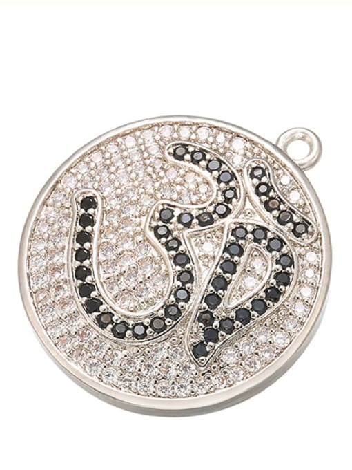 Platinum Copper round inlaid Buddhist text zircon jewelry accessories